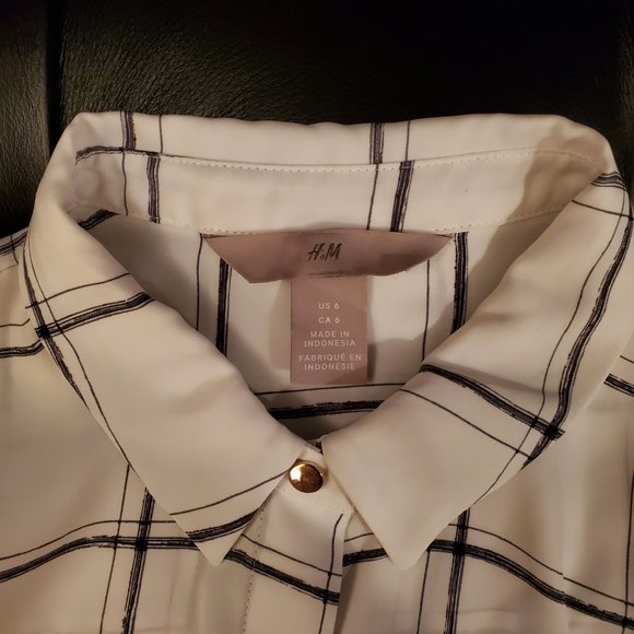 H&M White/Black Checkered Dress Shirt - Picture 5 of 5
